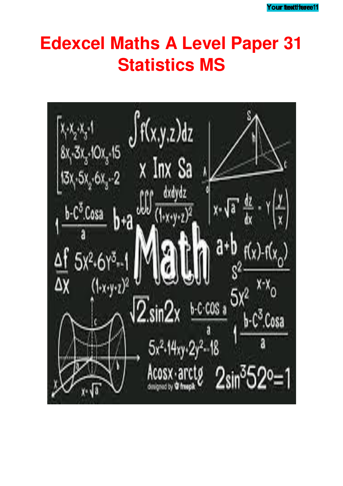 Preview of Edexcel Maths A Level Paper 31 Statistics MS